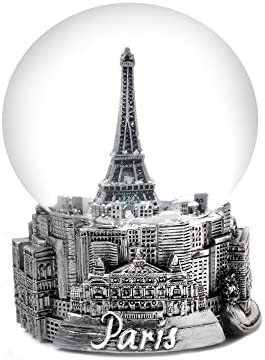 Paris France Eiffel Tower Musical Snow Globe 100mm - Plays"La Vie En Rose"