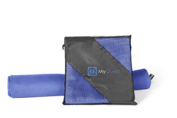 MyQuest Microfiber Towel With Case - Premium Grade Antimicrobial Treated For Sports, Yoga, Hiking, Travel - Hassle Free Lifetime Warranty