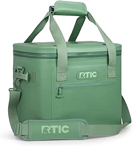 RTIC Soft Cooler 30 Can, Insulated Bag Portable Ice Chest Box for Lunch, Beach, Drink, Beverage, Travel, Camping, Picnic, Car, Trips, Floating Cooler Leak-Proof with Zipper, Sage