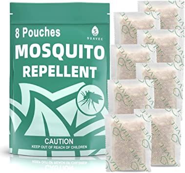 SUAVEC Mosquito Repellent for Patio, Mosquito Repellent Outdoor, Mosquito Repellents for Yard, Indoor Mosquito Repellant, Mosquito Control for Room, Mosquito Deterrent for Backyard, Camping-8 Pouches