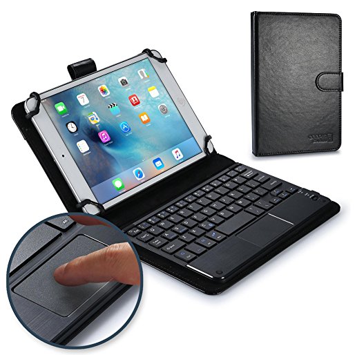 Google Nexus 7 keyboard case, COOPER TOUCHPAD EXECUTIVE 2-in-1 Wireless Bluetooth Keyboard Mouse Leather Travel Cases Cover Holder Folio Portfolio   Stand Grouper ME370T (Black)