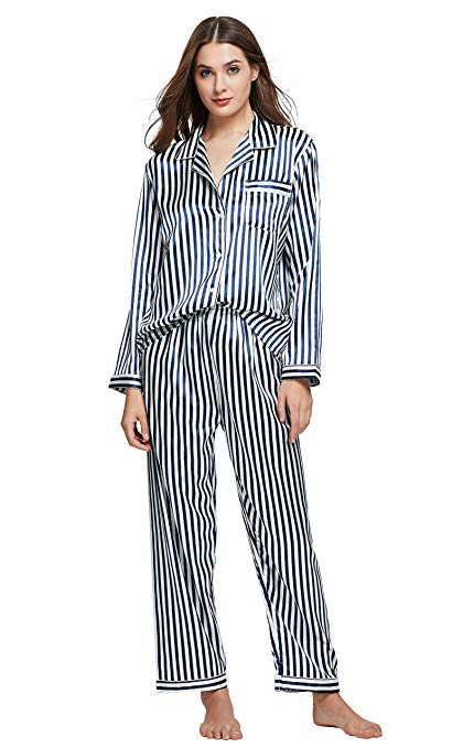 Women's Classic Satin Pajama Set Sleepwear Loungewear