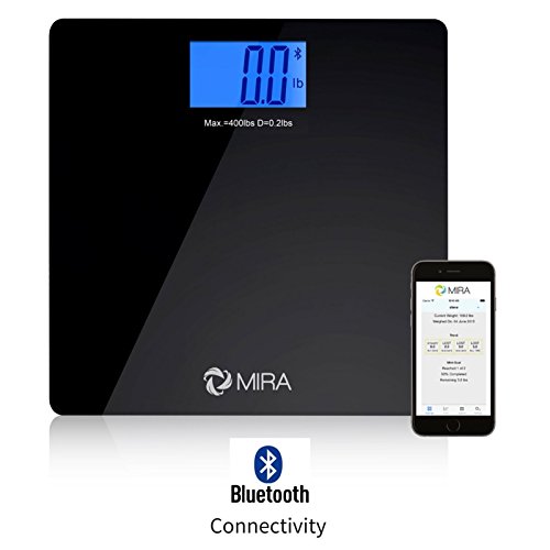MIRA Bluetooth Bathroom Scale with SmartPhone and Tablet tracking works with iPhone and iPad