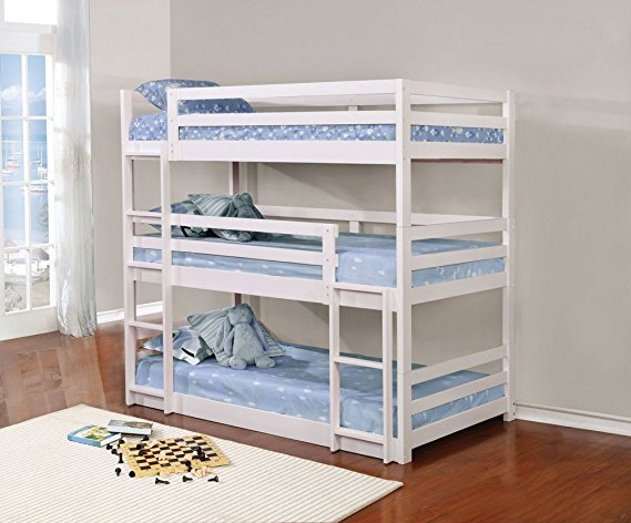 Coaster Triple Twin Bunk Bed in White