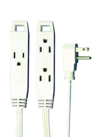 Axis 45505 3 Outlet Indoor Extension Cord, 8 Feet (white)