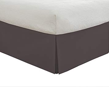 Lux Hotel Bedding Tailored Bed Skirt, Classic 14” Drop Length, Pleated Styling, Twin, Grey