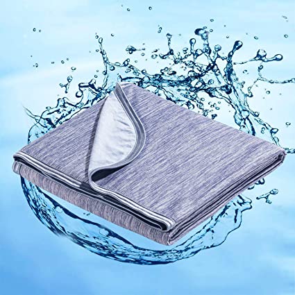 Marchpower Cooling Blanket, Japanese Arc-chill Q-MAX&gt;0.4 Cooling Fiber Summer Blankets, Double-sided Lightweight Cool Blanket Absorb Heat for Night Sweats Breathable and Skin-friendly - 150x200cm,Blue