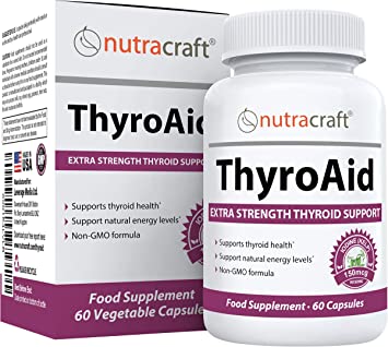 ThyroAid #1 Thyroid Support Supplement | Premium Thyroid Formula & Energy Support with Kelp, Iodine, Ashwagandha, Selenium, B12, Copper & More | 1 Month Supply (Non-GMO)
