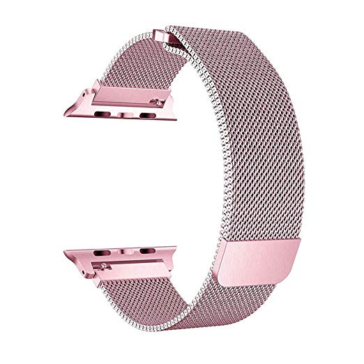 OROBAY Mesh Stainless Steel Milanese Loop Watch Band Compatible with Watch Series 4 Series 3 Series 2 Series 1 38mm 40mm with Magnetic Closure Clasp, Pink