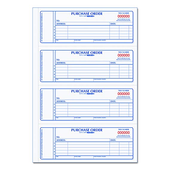 Rediform Carbonless Purchase Order Book, Numbered, 2.75 x 7 Inches, 400 Duplicate Sets (1L176)