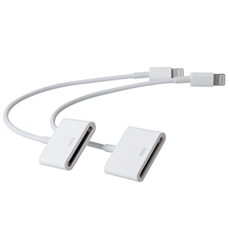 30 Pin to 8 Pin [Set of 3] Cord Connector / Cable Adaptor Converter - Original White - [iPods / iPhones / iPads New to Old]