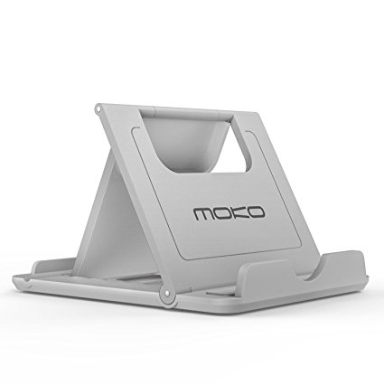 MoKo Cell phone Stand, Tablet Stand, Universal Foldable Multi-angle Desktop Holder for Smartphone, Tablet(6-8") and E-reader, iPhone 7 Plus/6s Plus, Samsung Galaxy Note 5, Glaxy S7/S7 Edge, Gray