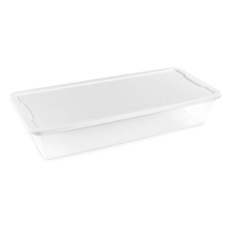 Homz Plastic Underbed Storage, Snap Lock White Lids, 41 Quart, Clear, Stackable, 6-Pack