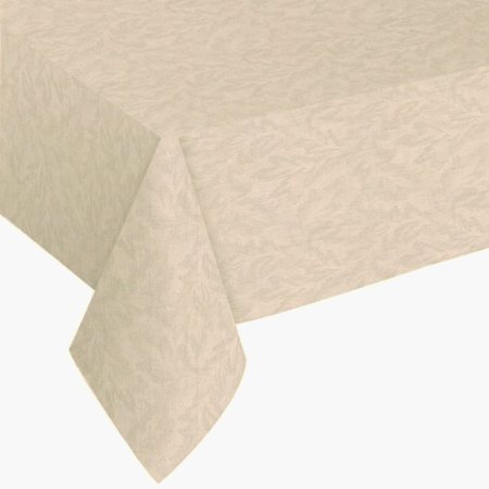 EVERYDAY LUXURIES Sonoma Damask Print Flannel Backed Vinyl Tablecloth, 52x70 Oval, Vanilla
