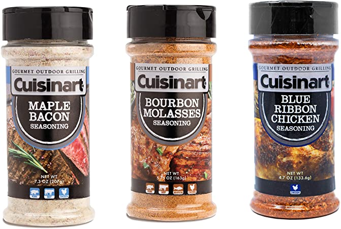 Cuisinart CGAA-330 Barbecue Variety Pack, Set of 3-Includes Bourbon Molasses, Maple Bacon, Blue Ribbon Chicken BBQ Seasoning, Multicolored