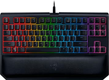 Razer BlackWidow TE Chroma v2 TKL Tenkeyless Mechanical Gaming Keyboard: Yellow Key Switches - Linear & Silent - Chroma RGB Lighting - Magnetic Wrist Rest - Programmable Macros - Classic Black