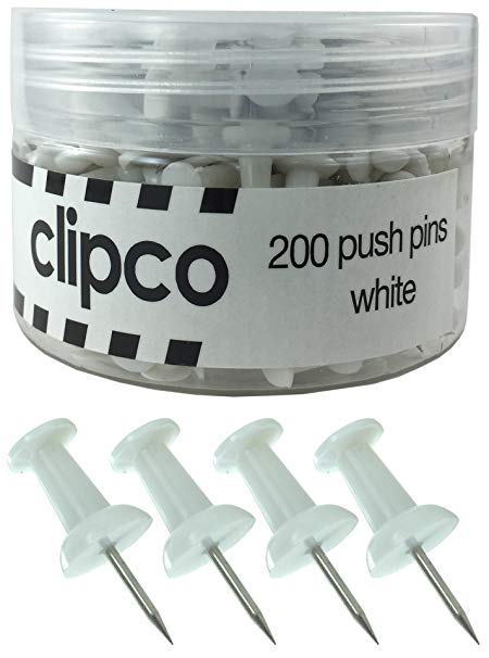 Clipco Push Pins Jar (200-Count) (White)