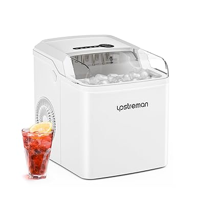 Upstreman Y90 Countertop Ice Maker, Self-Cleaning, Portable Ice Machine, 26Lbs/24 Hours, 9 Ice Cubes Maker Machine, Portable Bullet Ice Maker for Kitchen, Home, Bar, Office, White