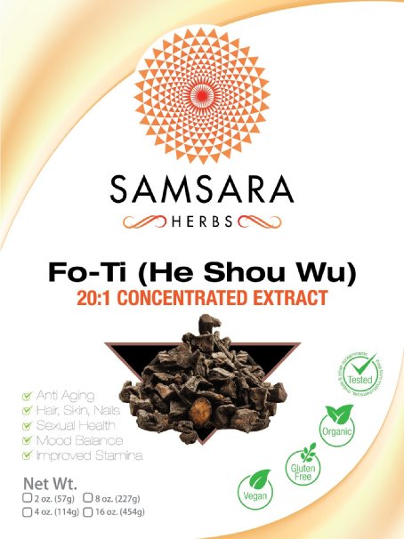 Fo-Ti Extract Powder (He Shou Wu) - 20:1 Extract ORGANIC, Prepared (2oz/57g)