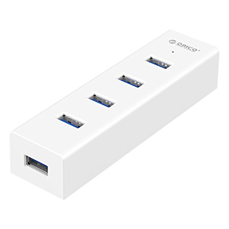 ORICO SuperSpeed USB 3.0 4 Port Portable Hub with 3.3Ft. Power Cord and 3.3Ft. Data Cable for Windows XP / Vista / 7 / 8 / Linux / Mac OS PC Laptop - White