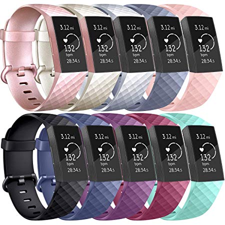 Vancle Bands Compatible with Fitbit Charge 3 Bands, Classic Soft Replacement Wristband Sport Strap for Fitbit Charge 3 Fitness Activity Tracker Women Men Small Large