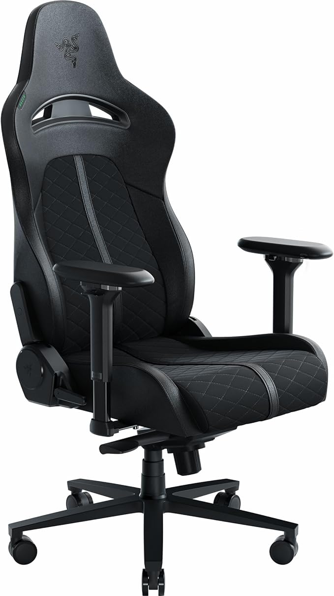 Razer Enki Gaming Chair: All-Day Gaming Comfort - Built-in Lumbar Arch - Optimized Cushion Density - Dual-Textured, Eco-Friendly Synthetic Leather - Reactive Seat Tilt & 152-Degree Recline - Green