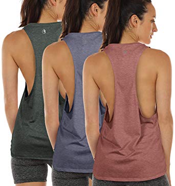 icyzone Workout Tank Tops for Women - Running Muscle Tank Sport Exercise Gym Yoga Tops Running Muscle Tanks(Pack of 3)