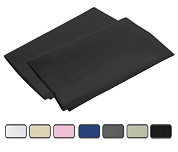 American Pillowcase 100% Brushed Microfiber 2-Piece Pillowcase Set with 2-Inch Hems - Queen, Black 21x36 (fits 20x28, 20x30)