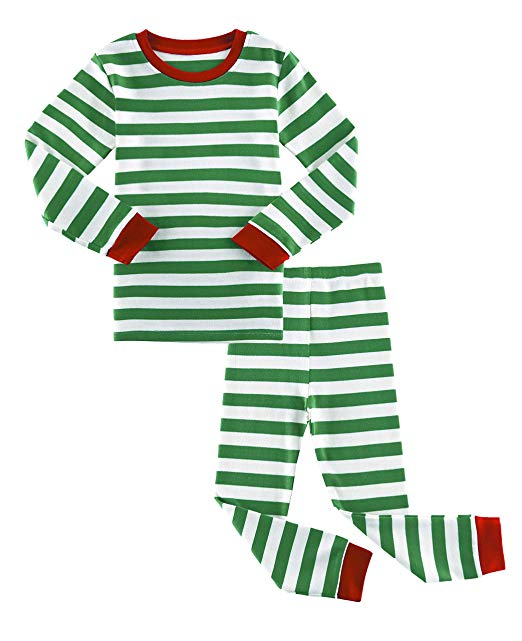 Fiream Girls Boys Pajamas Sets Cotton Striped Long Sleeve Thickened Sleepwear for Girls and Boys Size 12 Month-13 Years