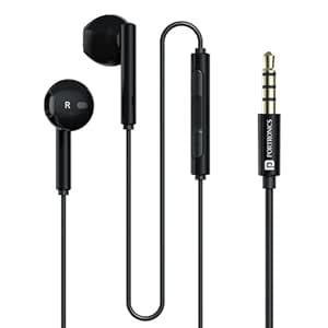 Portronics Conch Theta A in Ear 3.5mm Wired Earphones with In Line HD Mic, Powerful Audio, 14.2mm Dynamic Driver, Unique Earbuds Design, TPE Anti Tangle Wire,In line Controls,Wide Compatibility(Black)