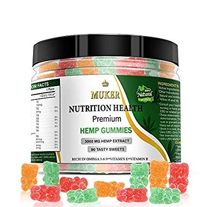 Natural Hemp Gummies 3000 MG – 90 Tasty Sweets, Rich Omega 3, 6, 9 & More, Great Sleep, Rest and Health, Relieve Anxiety, Pain, Stress & Inflammation - 100% USA Made Organic Hemp Extract