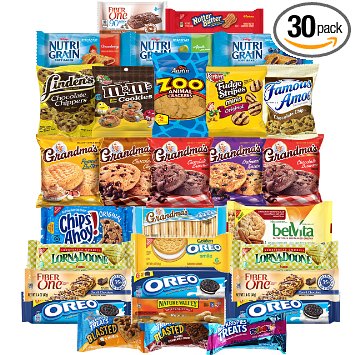 Sweet Cookies, Crackers & Snacks Care Package Variety Pack Bundle Includes Grandmas Cookies, Oreos, Chips Ahoy, Rice Krispies, Keebler & More Bulk Sampler (30 Count)