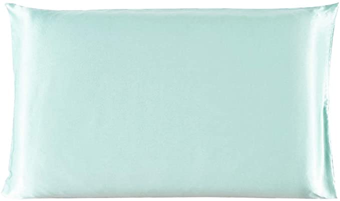 uxcell 100% Charmeuse Pure Silk Pillowcase Pillow Case Cover for Hair & Skin 350TC 19 Momme (1-Piece) Light Green Travel(14x20inch)