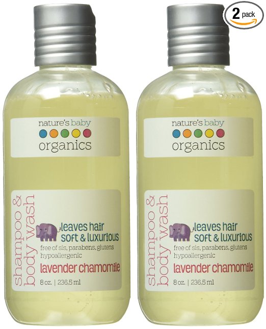 Natures Baby Organics Shampoo & Body Wash, Lavender Chamomile, 8-Ounce Bottles (Pack of 2)
