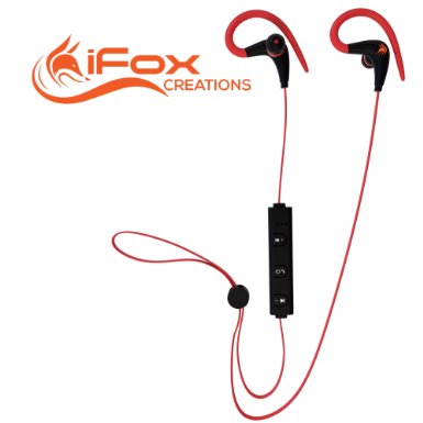 iFox iFE3 Bluetooth Sports Earphones with Built-in Mic for iPhone iPad iPod Android Smartphones Tablets Computers MP3 Players - Sweatproof Wireless Comfort Fit Design with Volume Control