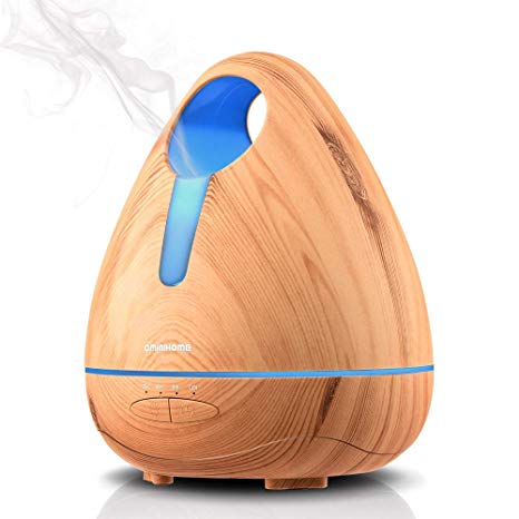 Aromatherapy Essential Oil Diffuser, Ultrasonic Cool Mist Diffusers Humidifier from Ominihome 530ml with 7 Changing Lights Waterless Auto Shut-off, Wood Grain for Large Room/Kids/Baby/Bedroom/Office