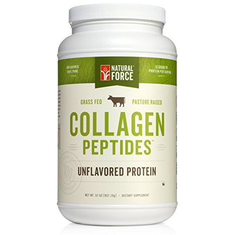 Natural Force® Collagen Protein (32 oz.) *RANKED #1 BEST COLLAGEN SUPPLEMENTS* Grass Fed Collagen Hydrolysate – Natural Collagen Peptides Paleo Protein Powder, Type I, Non-GMO, Gluten Free