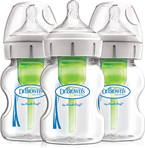 Dr. Brown's Options  Wide-Neck Glass Baby Bottles, 5 Ounce, 3 Count, Clear, 0.31 Pound