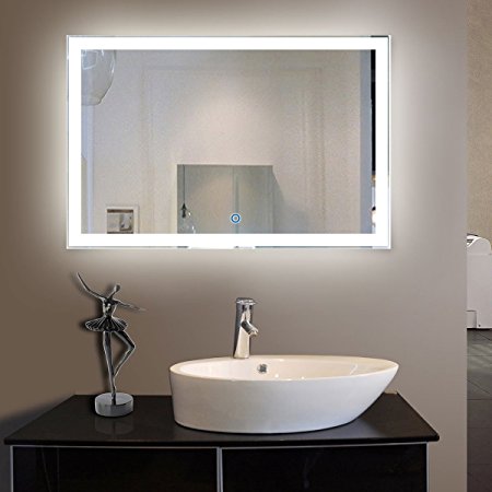 DECORAPORT 55 Inch 36 Inch Horizontal LED Wall Mounted Lighted Vanity Bathroom Silvered Mirror with Touch Button (A-N031-C)