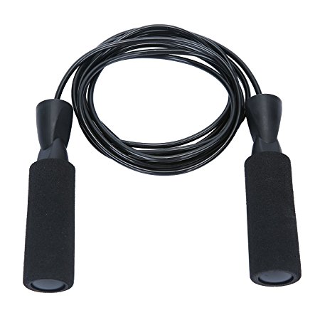 niceEshop(TM) 10 Feet Soft Ball Bearing Handle Jump Rope Skipping Rope for Workout, Speed Jumping, Fitness, Boxing, Calories Burned(Black)