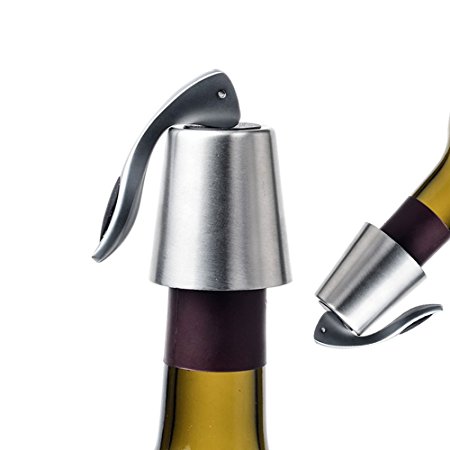 wine stoppers Stainless Steel - GreForest 2017 New Vacuum wine bottle stoppers Plug Better Use in Keeping Wine/Weer/Champagne Fresh, Anti-leakage, Non Rust, Lead Free, Corrosion Resistant(Pack of 2)