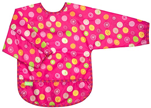 Kushies Waterproof Bib with Sleeves, Pink Circle, Infant