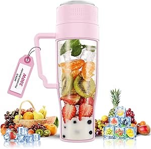 Portable Blender,MoKo 300W Portable Blender for Shakes and Smoothies,22 oz Personal Blender,Smoothie Blender with 6 Blades,BPA Free,USB Rechargeable,Handle and Straw Lid, Blender for Anywhere