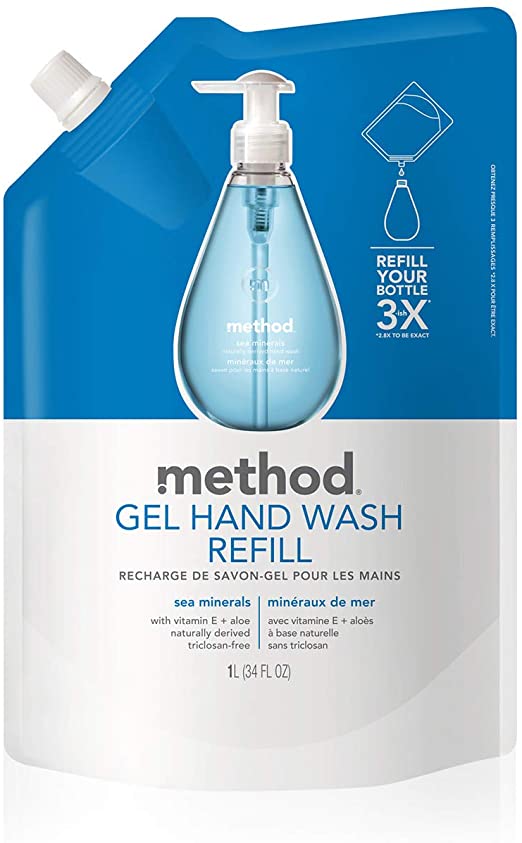 Method Products 00653 Refill for Gel Handwash, 34 oz. Plastic Pouch, Sea Minerals