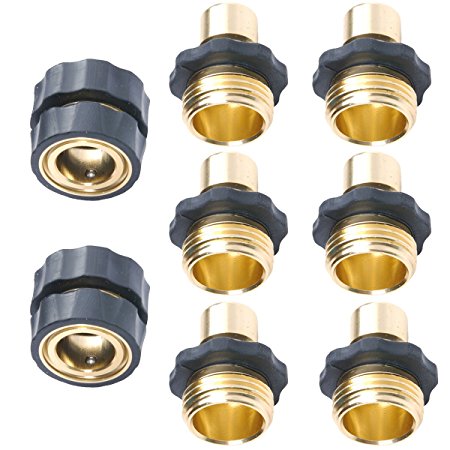 No-Leaks Pressure Washer Garden Hose Quick Connect Set , 6 Male Connects   2 Female Connects