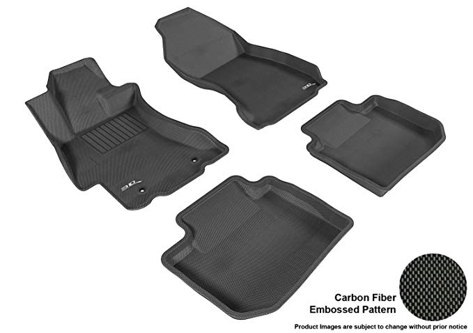 3D MAXpider Complete Set Custom Fit All-Weather Floor Mat for Select Subaru XV Crosstrek Models - Kagu Rubber (Black)