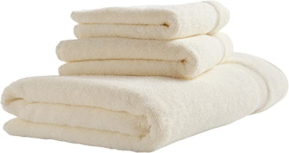 Rivet Classic Supima Cotton Bathroom Towel Set, Set of 3, Egret White