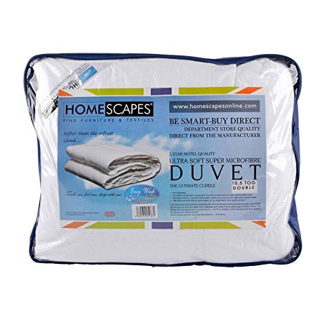 Homescapes - Ultrasoft Super Microfibre - 10.5 Tog - Double Size - The Best Synthetic Duvets designed for And Used By The Best 5 and 7 Star Hotels From Around The World - Anti Allergy - Anti Dustmite - Box Baffel Construction - Washable at Home