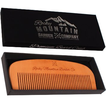 Hair Comb - Wood with Anti-Static & No Snag Handmade Brush for Beard, Head Hair, Mustache with High Quality Design in Gift Box by Rocky Mountain