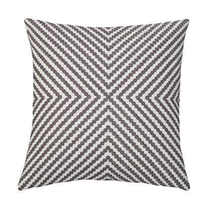 SLOW COW Cotton Embroidery Cushion Cover Grey Dots Embroidered Throw Pillow Cover 18x18 Inches